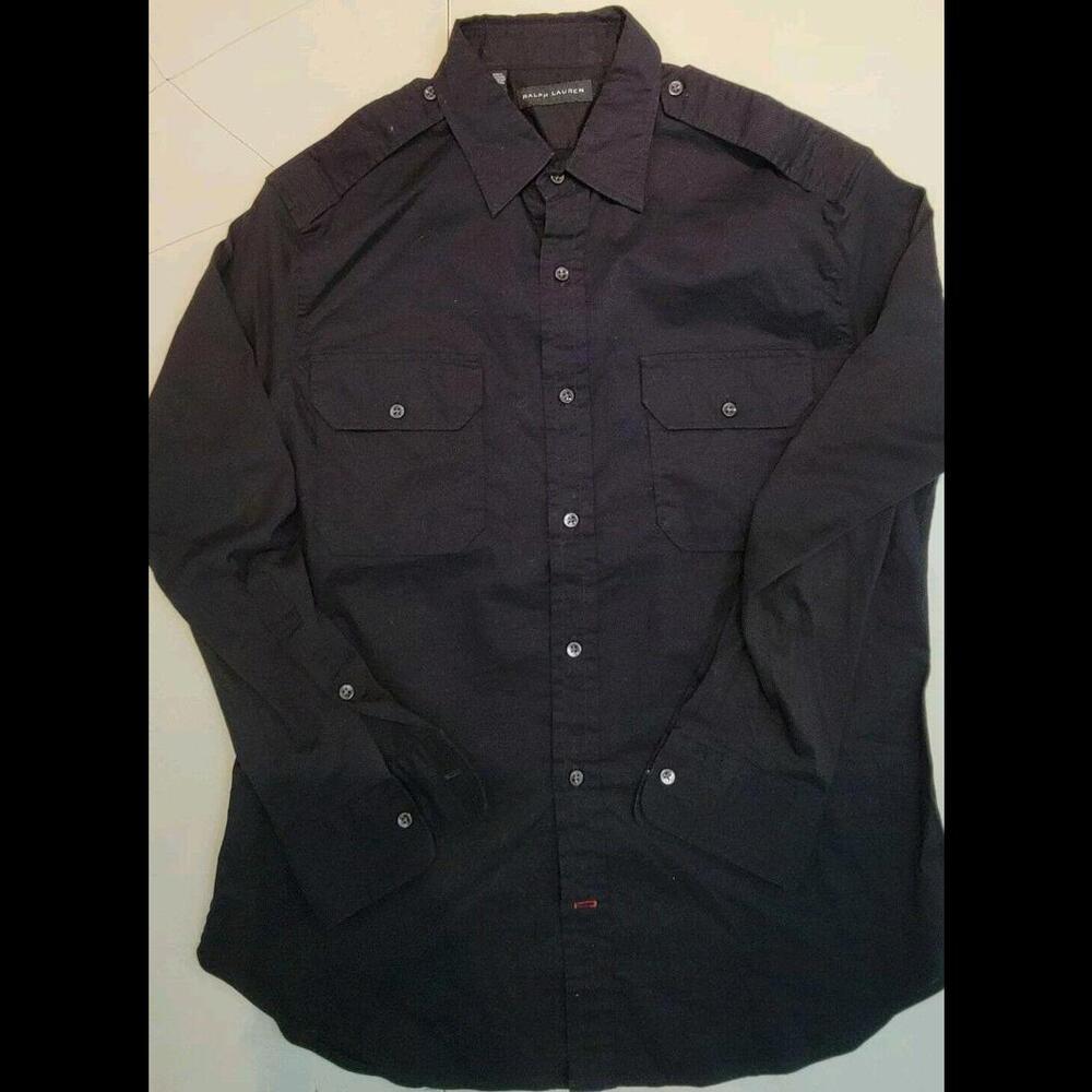 Vintage Polo Ralph Lauren Black Button Up 2 Pocket Shirt